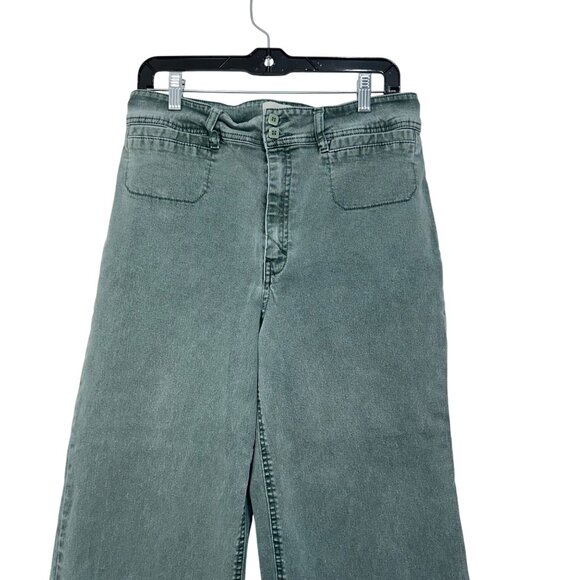 Unpublished Gemma Seawater Wide Leg Jeans 32 Green Cotton/Spandex Womens Casual - Picture 11 of 12